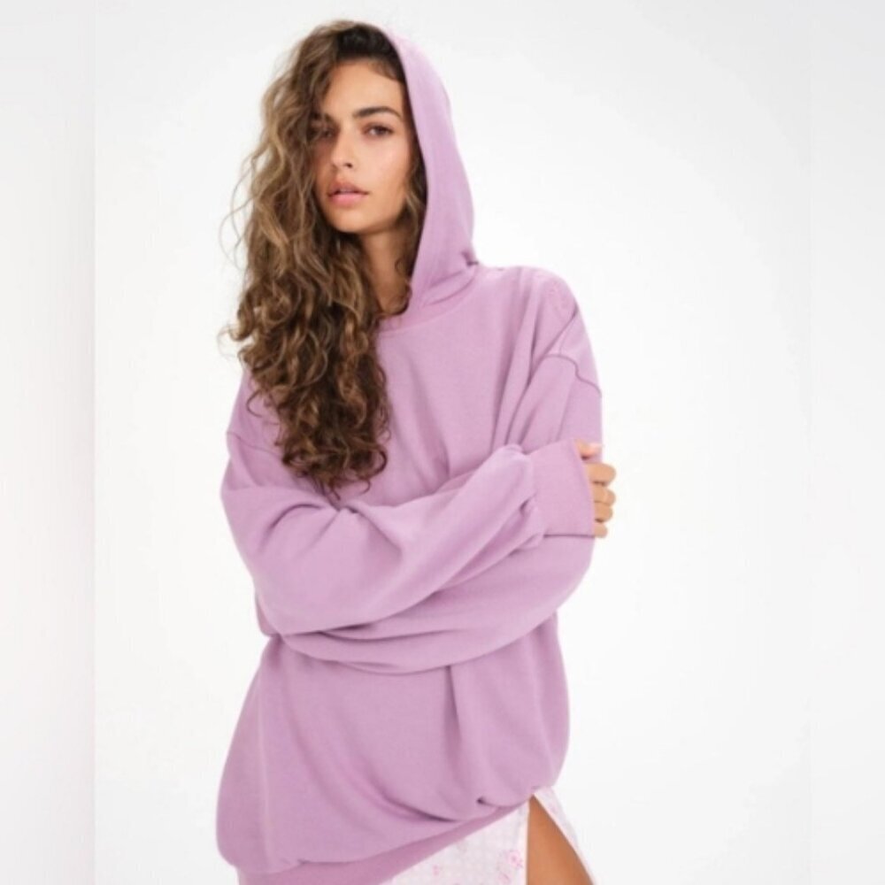 New! For Love And Lemons Hoodie Oversized Sweatshirt Mauve 51538